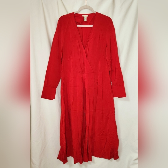 H&M Red Rayon Faux Wrap Dress size 10 - Picture 1 of 2